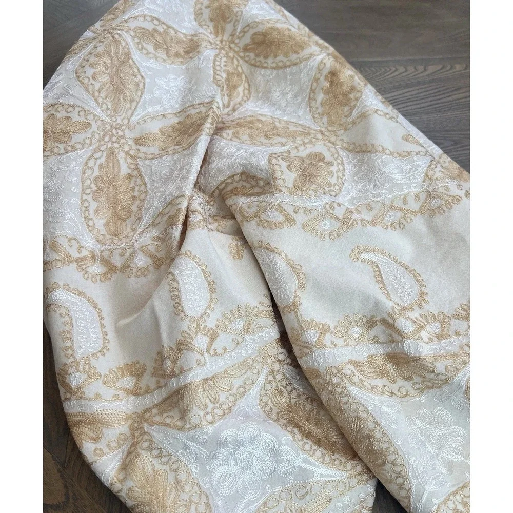 Vintage Aghabani Embroidered Orientalist Cotton Silk Tablecloth + 10 Napkins